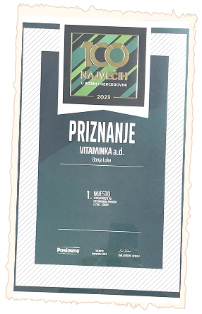 Priznanje Vitaminka prvo mjesto